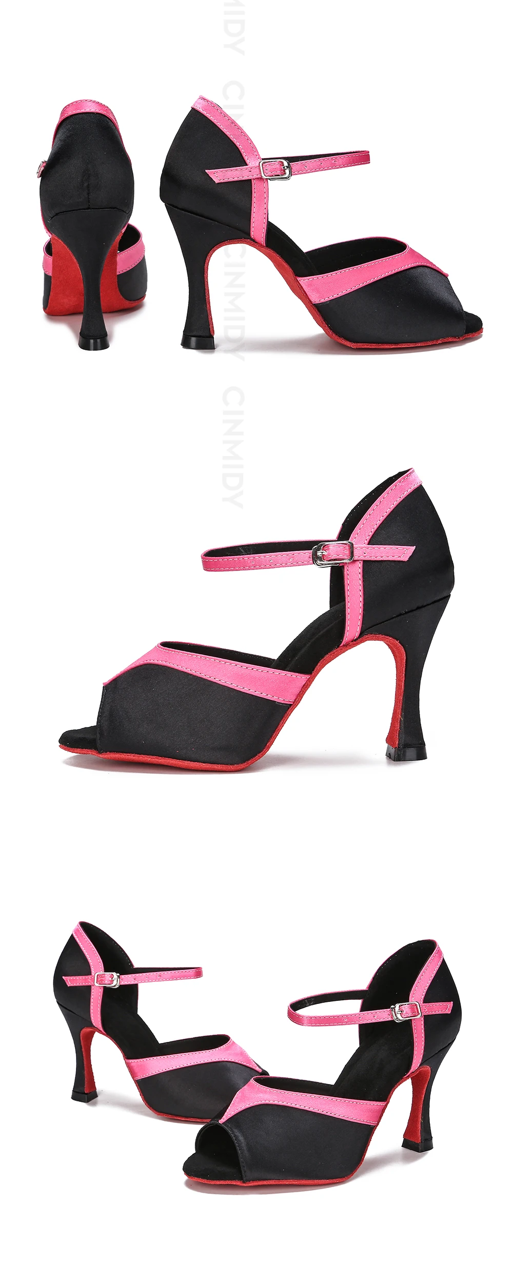 CINMIDY Seiden-Satin Tanzschuhe Damen Ballsaal Tanzschuhe Tango Salsa Latein Tanzschuh Weiche Sohle Party Schuhe Damen Tanzsandalen – Detail 17