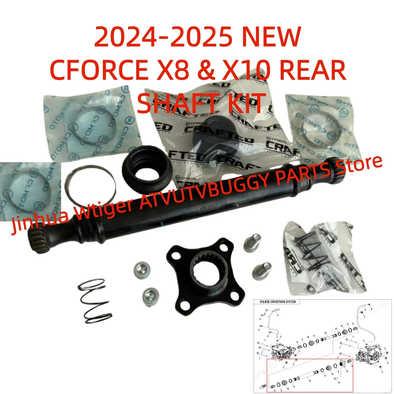 

ORIGINAL Rear Drive Shaft KIT 9AWV-300110-8000 9CR6-300206-10000 9AWV-300103-8001 For2024-2025Year CFMoto CFORCEX8 X10 CF800AZ