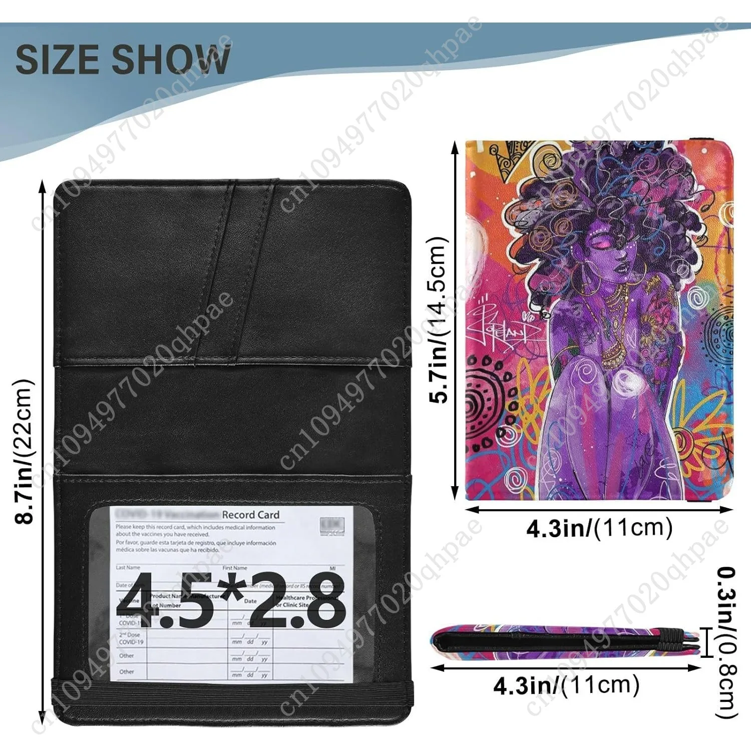 حامل جواز السفر المرأة الأرجواني الكتابة على الجدران امرأة أمريكية أفريقية قسط بولي Leather الجلود جواز سفر يغطي هدية السفر 5.7*4.3in