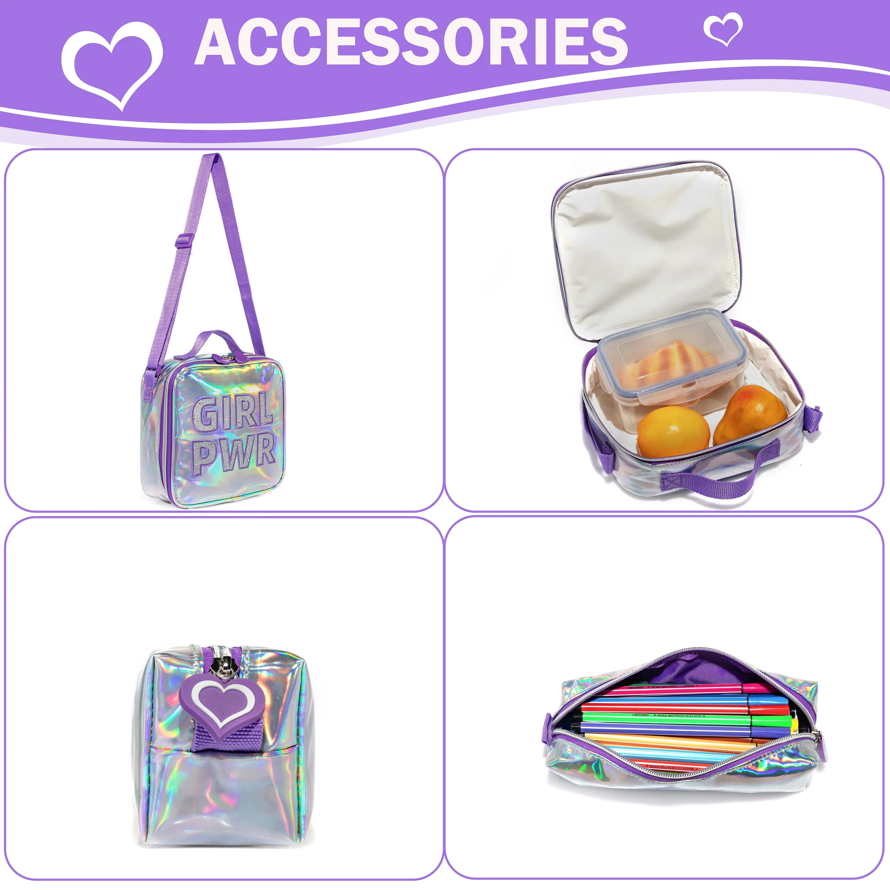 Zaino per ragazze zaini da scuola per bambini Bookbag per studenti dell\'asilo elementare borsa da viaggio con Lunchbox e Penbag