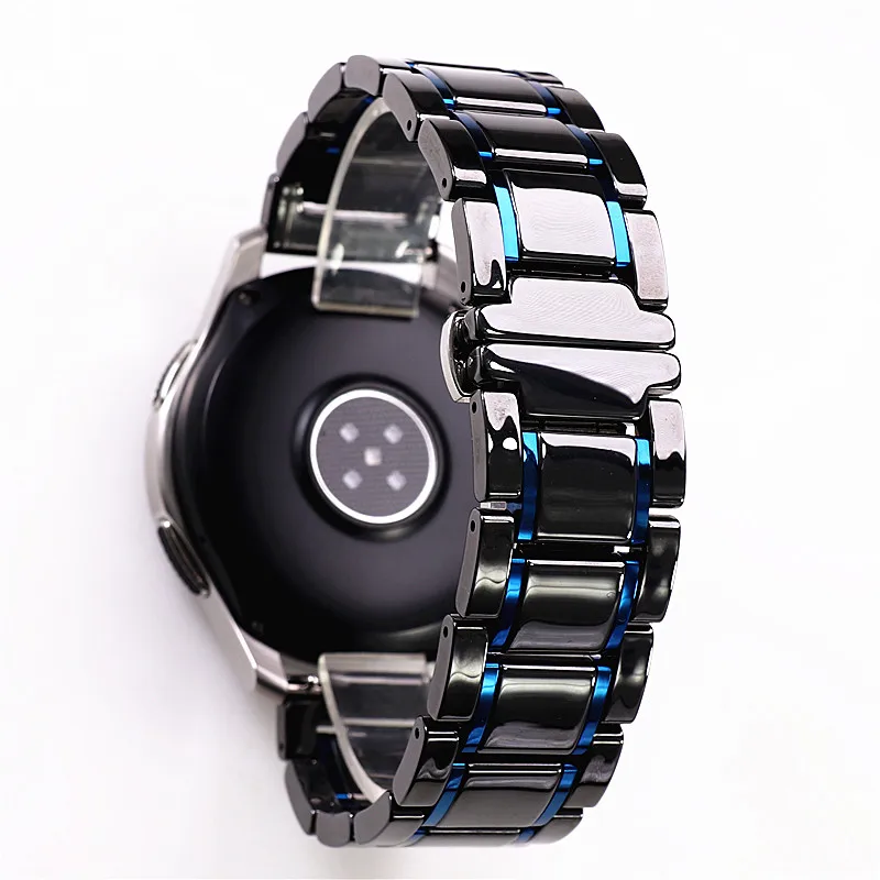 20 22 24mm Premium luxury Ceramic black and white strap for Samsung s2 3 4 Huawei GT Wristband Bracelet