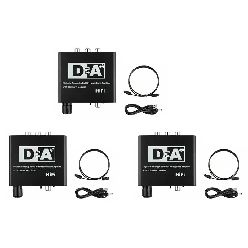 A31T Digital Optical Coaxial Toslink to Analog RCA Converter, 192KHz DAC with 3.5mm, 3 Pack for Audio
