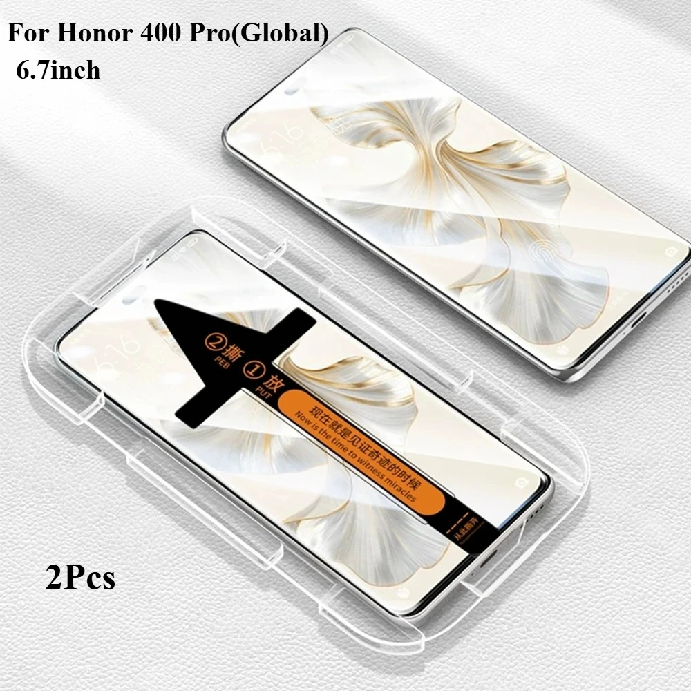 

2 шт., простой в установке инструмент премиум-класса, закаленное стекло для Honor 400 Pro, глобальная версия, 6,7-дюймовая HD-защитная пленка для экрана