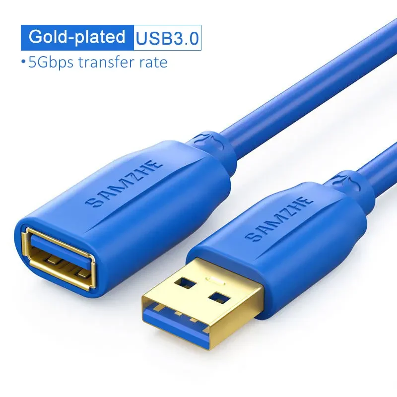 SAMZHE USB 3.0 Verlengkabel Man-vrouw USB3.0 2.0 Verlengkabel Voor PC TV PS4 Computer Laptop Extender Data Cord