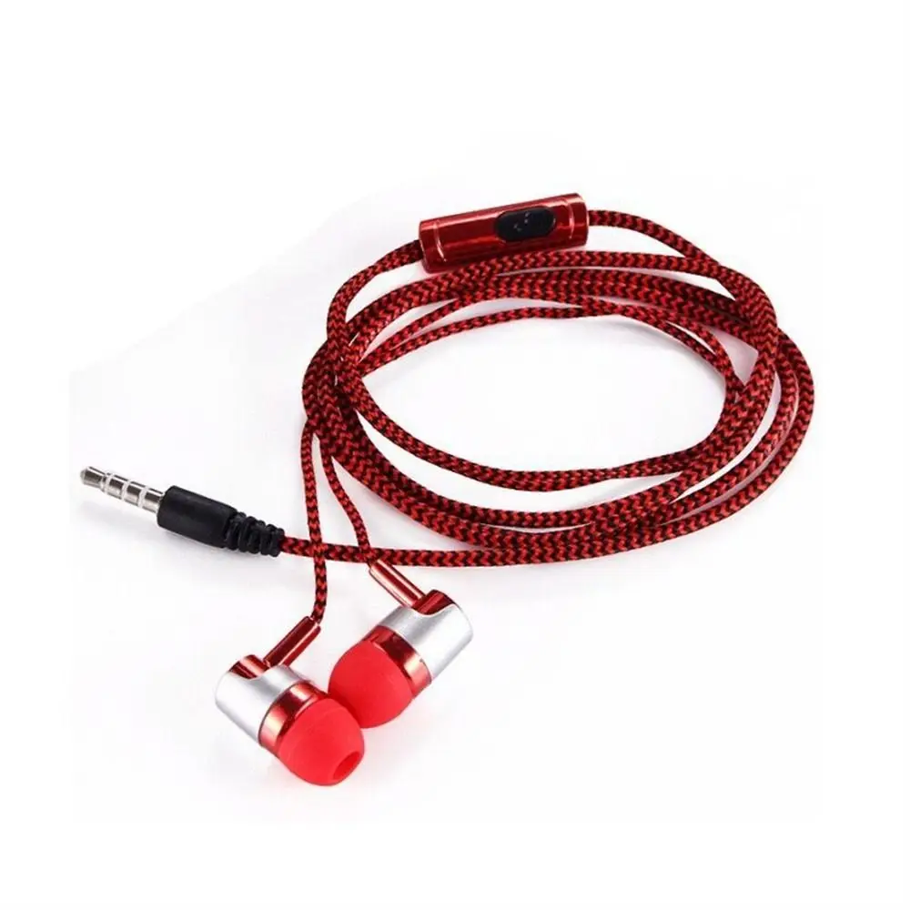 

Bass Stereo Sports With Microphone Wired Control 3.5mm Jack Weave Cable Earphone Earbuds In-ear Headset Wired Eraphone