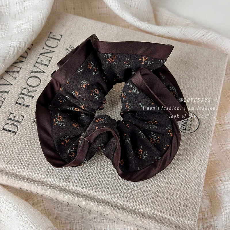 Hair Scrunchie Floral Oversized Fabric Soft Elastic Women Lazy Style Bun Hair Tie Lightweight Multicolor Daily Hair Accessory