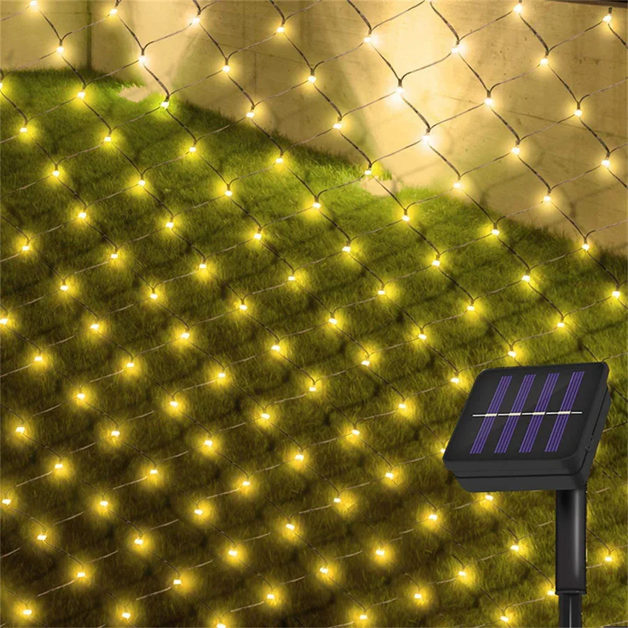 3X2M Solar Net Lichter Outdoor Mesh Licht 204LED Wasserdicht Grün Draht Solar Net String Licht für büsche Bäume Terrasse Garten Dekor