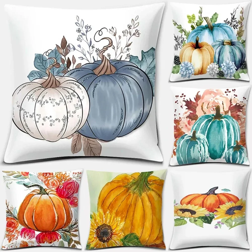 

Pumpkin Halloween Thanksgiving Printing Series Pattern Pillowcase Square Home Office Decoration