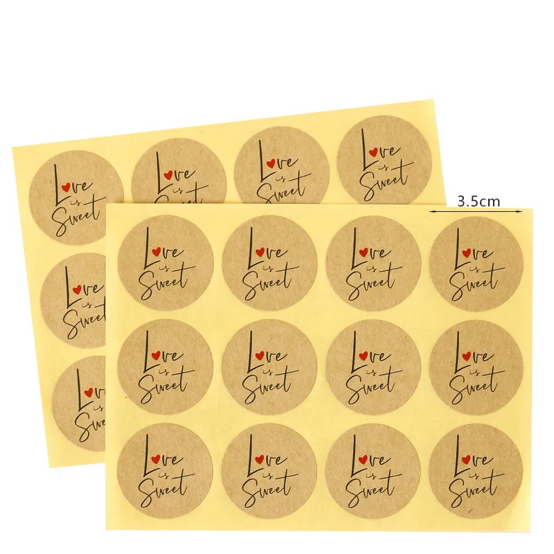 120Pcs Love Is Sweet Sealing Sticker Kraft Paper Label Sticker Scrapbooking Decoration Gift Stationery Sticker For Envelope