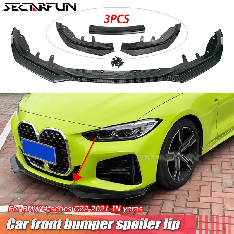 Carbon Fiber Front Lip For BMW 4 Series G22 G23 Coupe Front Bumper Splitter Spoiler Diffuser Cover Trim Body Kit G22 Accessories