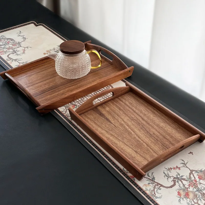 صينية خشبية من الخيزران TianTai Hualian مع آذان - صينية شاي مستطيلة للاستخدام التجاري والمنزلي، يابانية - طراز