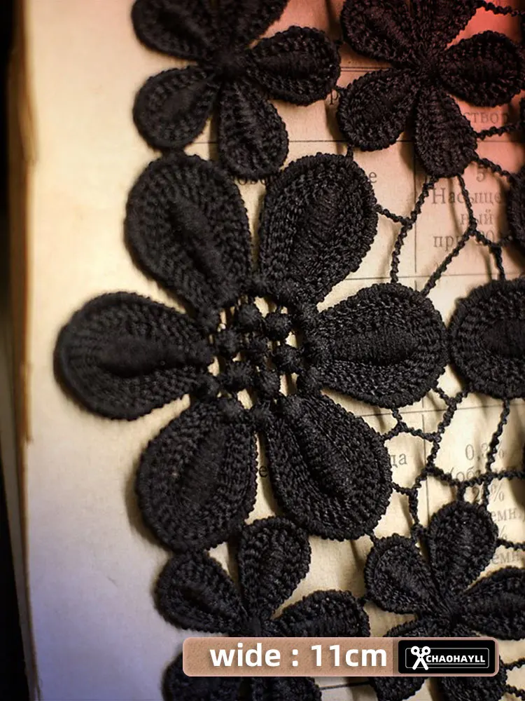 1 Yard 5/11cm di larghezza bianco nero cotone ricamo tessuto a rete fiore per abito da sposa partito frangia Patch pizzo accessori per il cucito