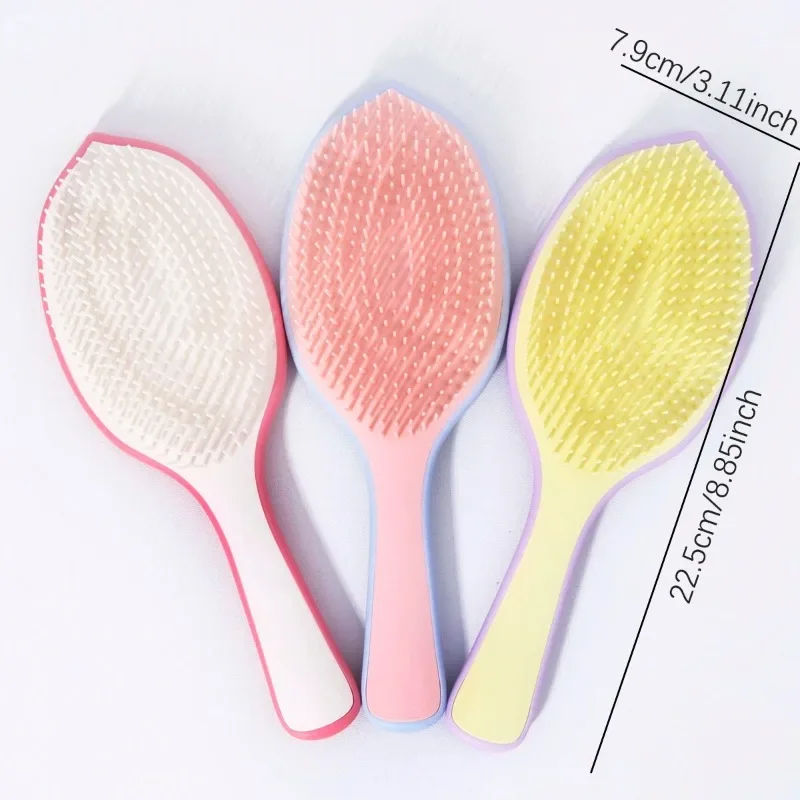 1pcs Leaf Shaped Fine Toothed Comb Hair Brush, Fluffy Skull Top Non Knotted Air Cushion Comb, Special for Real Hair Wigs view 3
