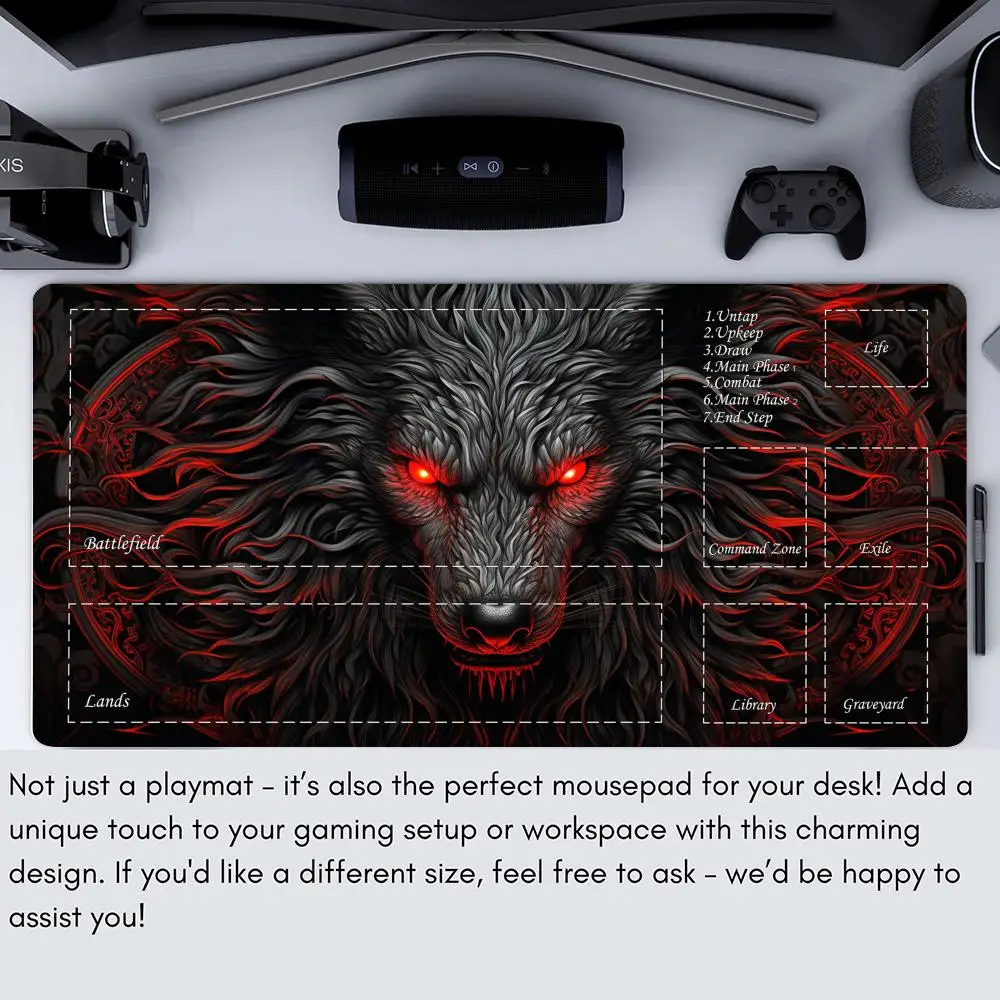 Mysterious Wolf Totem MTG Playmat Magic Card Battle Mat Non-Slip Durable 35X60CM Commander playmat tapete magic mtg Desk mat