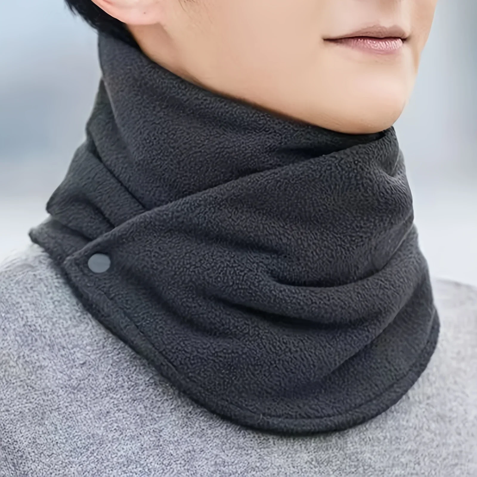 Classic Solid Color Snap Neck Leggings Simple Thick Velvet Warm Neck Cover Autumn and Winter Cold Riding Windproof Neck Scarf