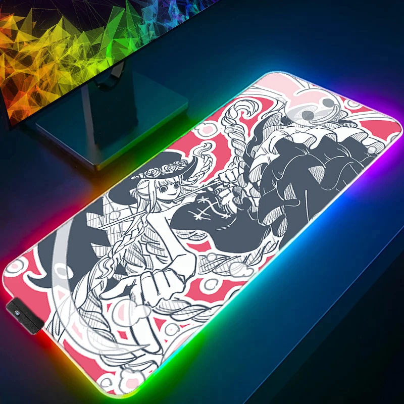

RGB Mouse pad durable Professional E-sports gamers speed pc One Piece Gaming Rubber keyboard Backlight LED desk mat mousepad