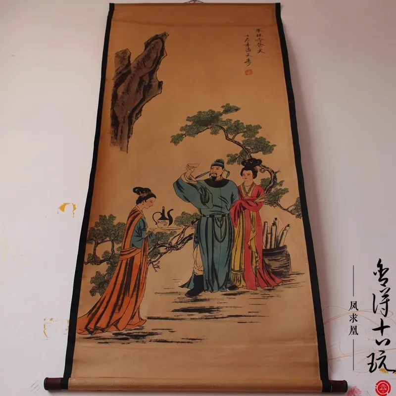 

Rare Hand-painted QingDyansty Chinese vertical axis paintings,Li Bai was drunk, hand drawn, free shipping