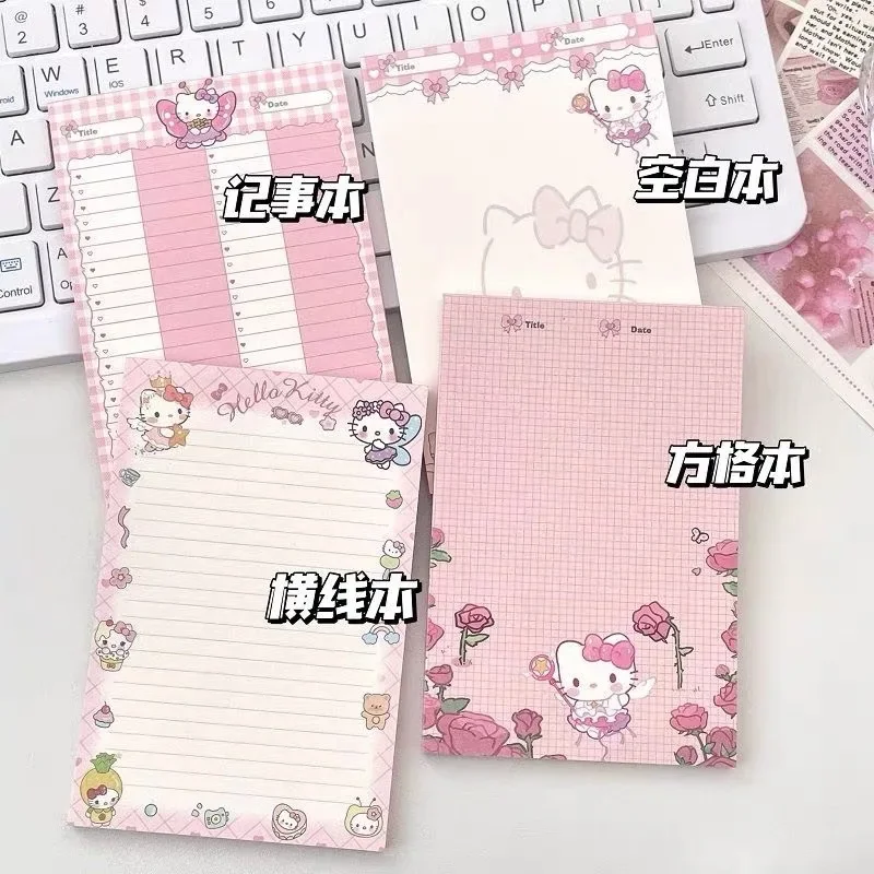 New Hello Kitty Sweet Note Paper 50 Sheets Anime Kawaii Students Sanrio Cute Notebook Portable Girls Notepad Memo Stationery Toy