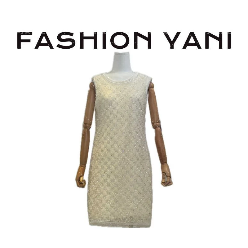 

Faionable Yan New Thai Sle Svel Heavy Embroidery Unique Design Dr Bead Pearl Embellied Vest Dr Women