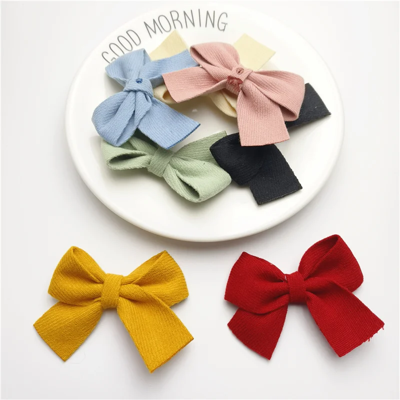 18 pz 7 x5.5cm tessuto Bowknot Applique per fai da te bambino Clip di capelli cappello copricapo artigianato patch Decor ornamento accessori di