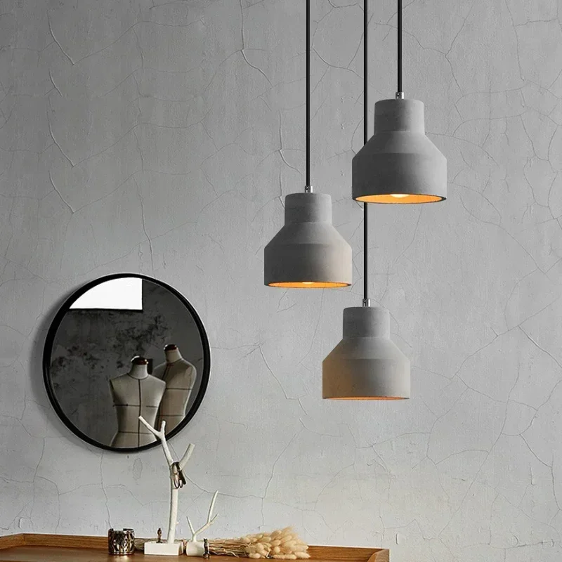 Vintage Art Deco Cement Lamp 220V E27 Rustic Light for Restaurant Living Room Bedroom Kitchen Pendant Hanging Lighting