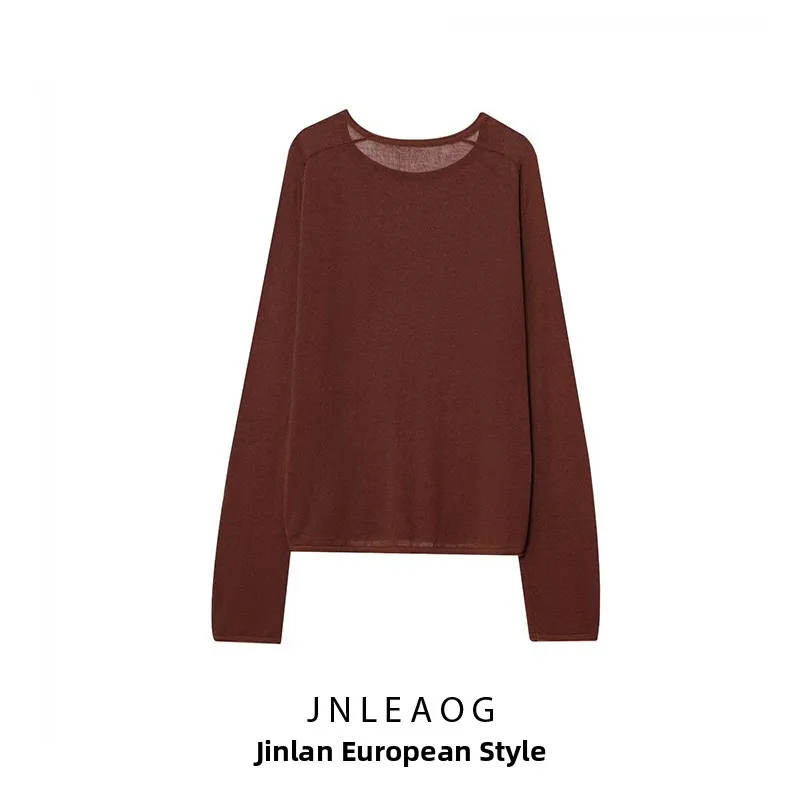 JNLEAOG Herfst Nieuwe Dames Faion Design Linnen Truien Loose Fit Ronde Ne Lange Sve Kleur Polyestervezel irt