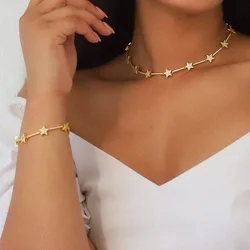 2025 Micro Paved 5A Cubic Zirconia CZ Geometric Star Northstar Charm Tennis Chain Choker Necklace Luxury Women Jewelry Gift