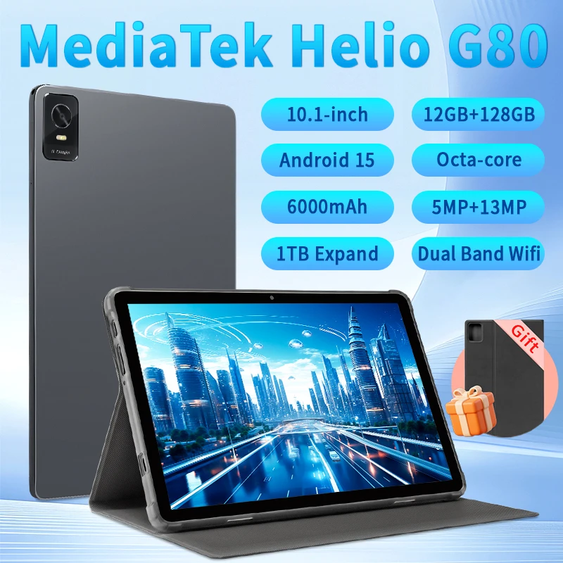 Tablet Android 2025 con 12 GB (6 + 6 GB) RAM + 128 GB ROM, 1 TB di espansione, doppia fotocamera 5G WIFI 6, 8 Core 1280 * 800 Schermo Incell GPS globale