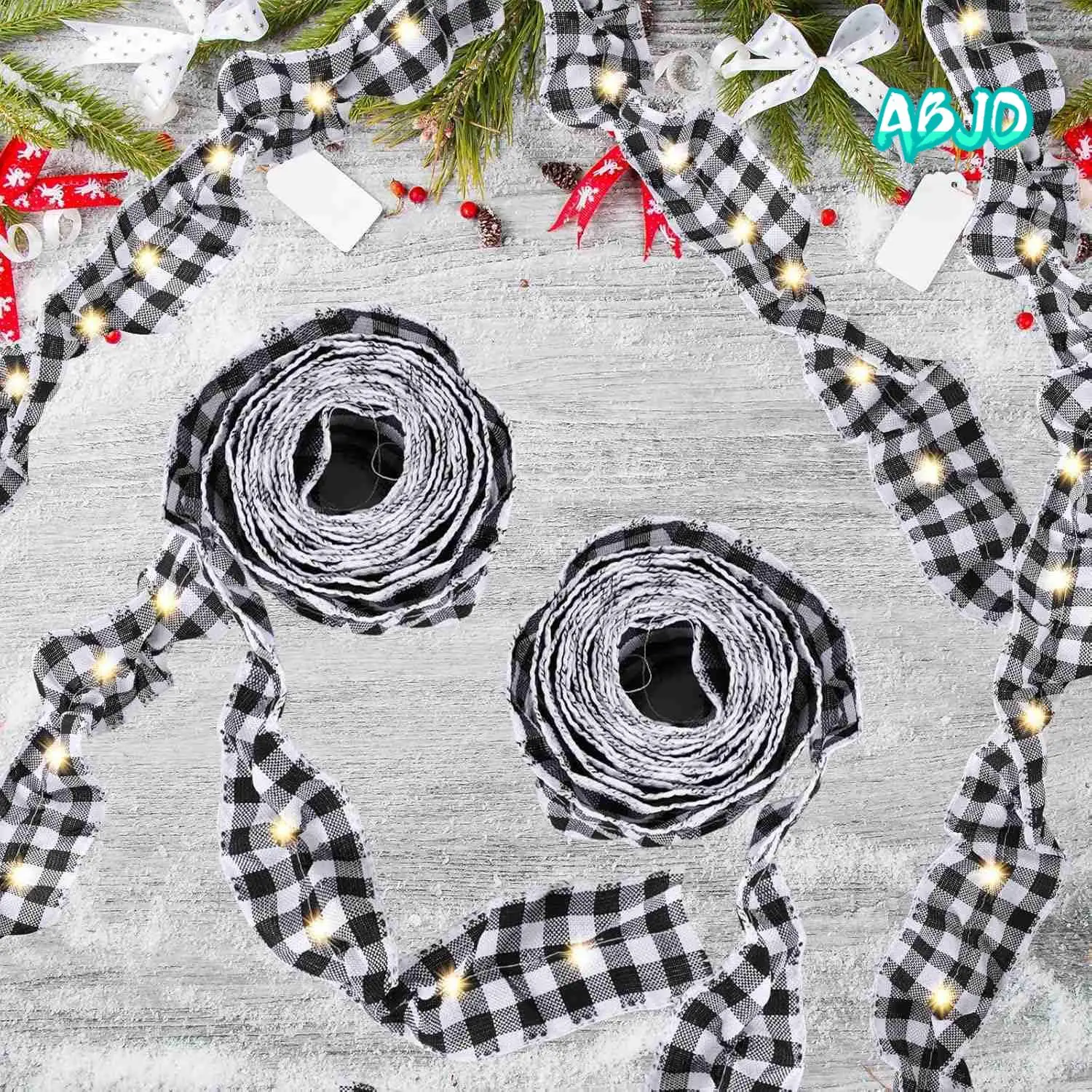 

ABJO-6 рулонов светодиодной ленты в деревенском стиле для рождественской елки со светодиодными фонарями для рождественских украшений