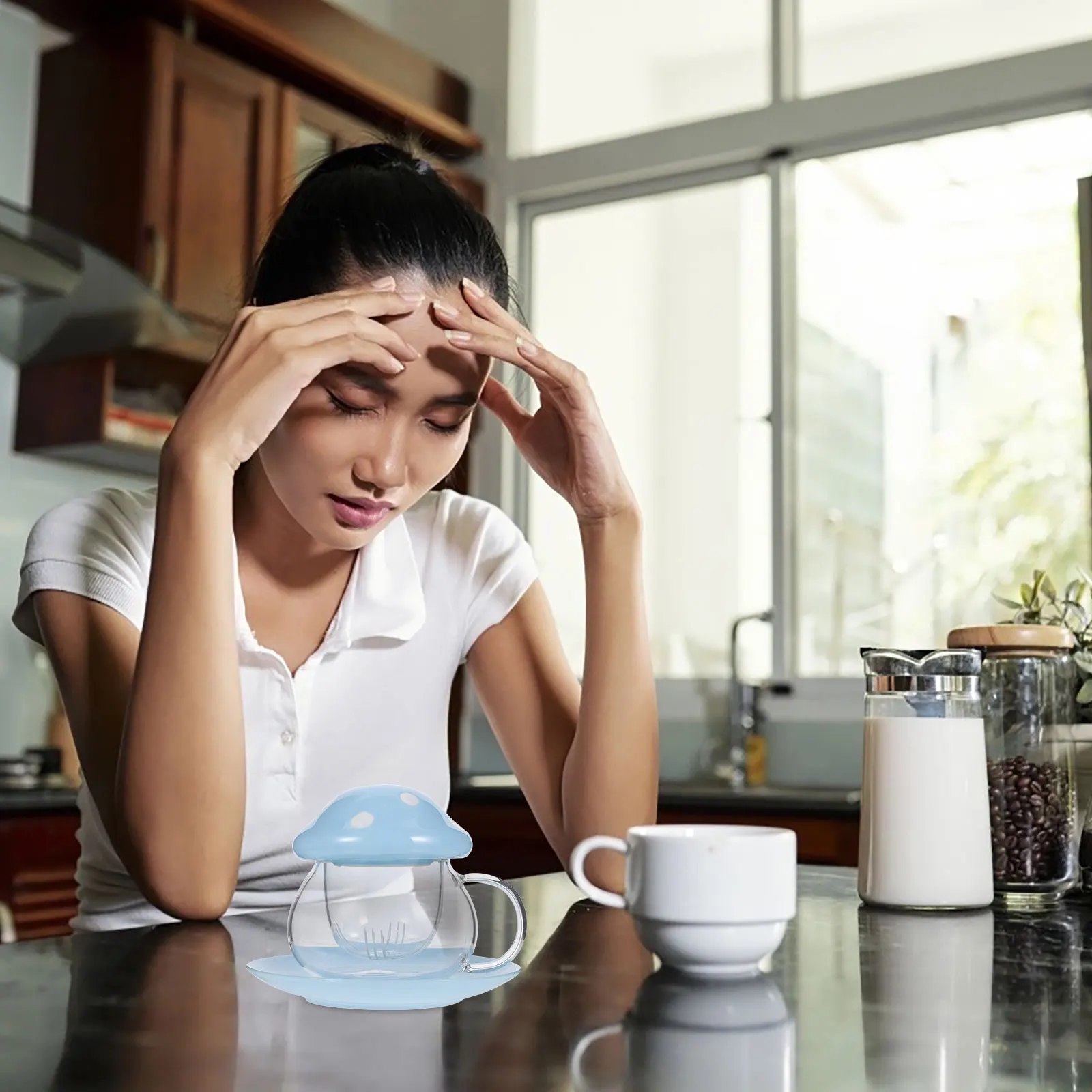 

Простая элегантная стеклянная чашка для чая с грибами и крышкой, ситечко, заварочная чашка для листового чая, кофе, офиса, дома, чайная чашка, кружка