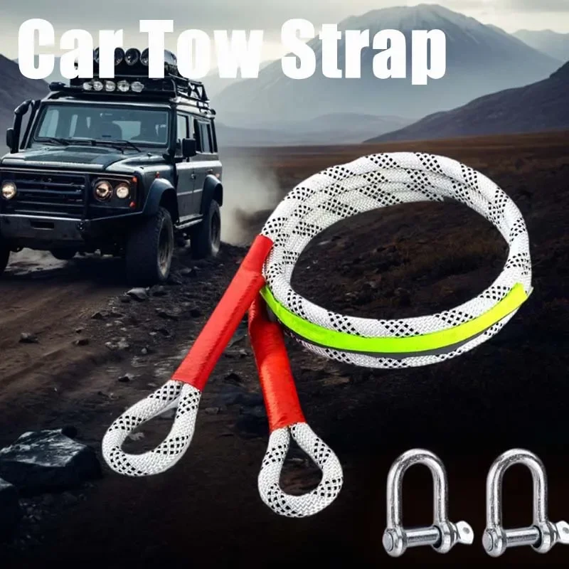 Car Tow Strap Outdoor Off-road Trailer Tows Rope Emergency Rescue Rope Thicker Nylon Pulling Ropes Tow Hook Off Road Accessories