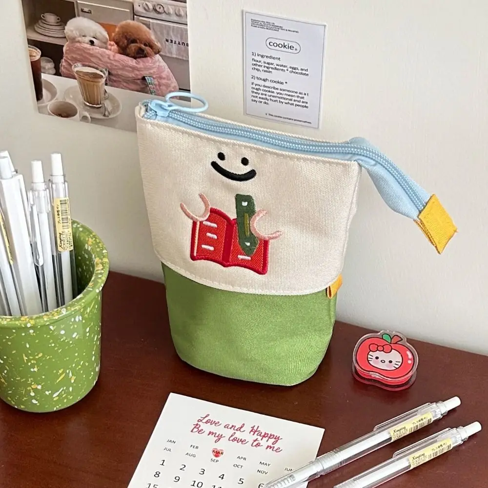 Cartoon Retractable Pen Bag Dirt-proof Large Capacity Stationery Bag Foldable Multifunctional Pencil Box School Office