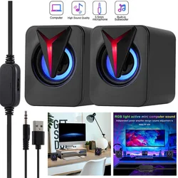 3.5mm Mini USB Wired Computer Speakers RGB LED Stereo Bass For PC Laptop Desktop