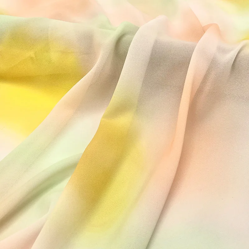 Summer ice cream color water ripple tie-dye chiffon fabric for Hanfu dress and camisoleA
