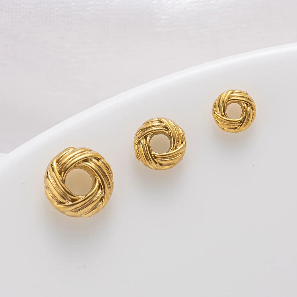 10 Stück Edelstahl Gold Runde Blumen-Weave-Armbänder Perlen Abstandshalter für DIY Halsketten Schmuckherstellung Zubehör – Detail 1