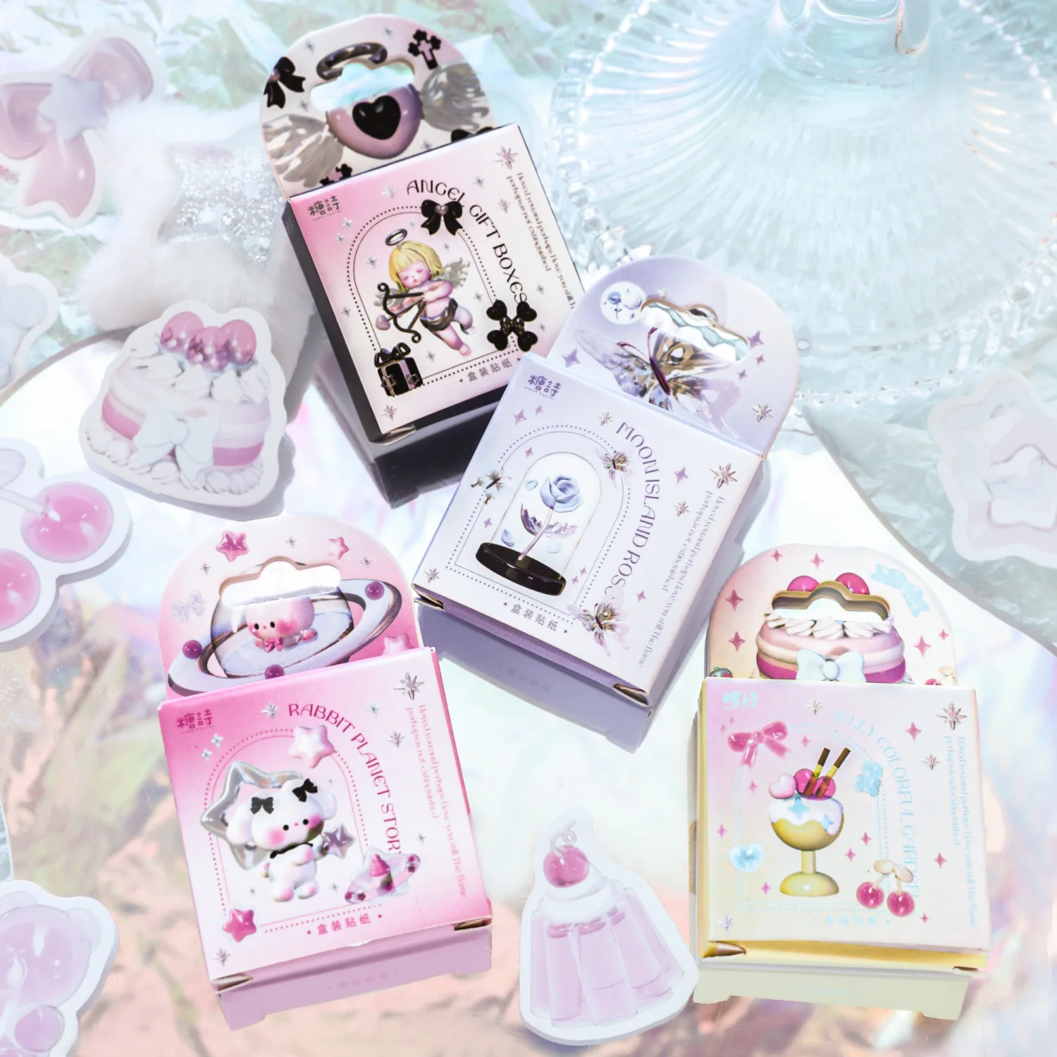46Pcs Sweetheart Store Series Boxed Stickers Decorative Scrapbooking Cute Cartoon Elf Label Diary Album Phone Journal Planner