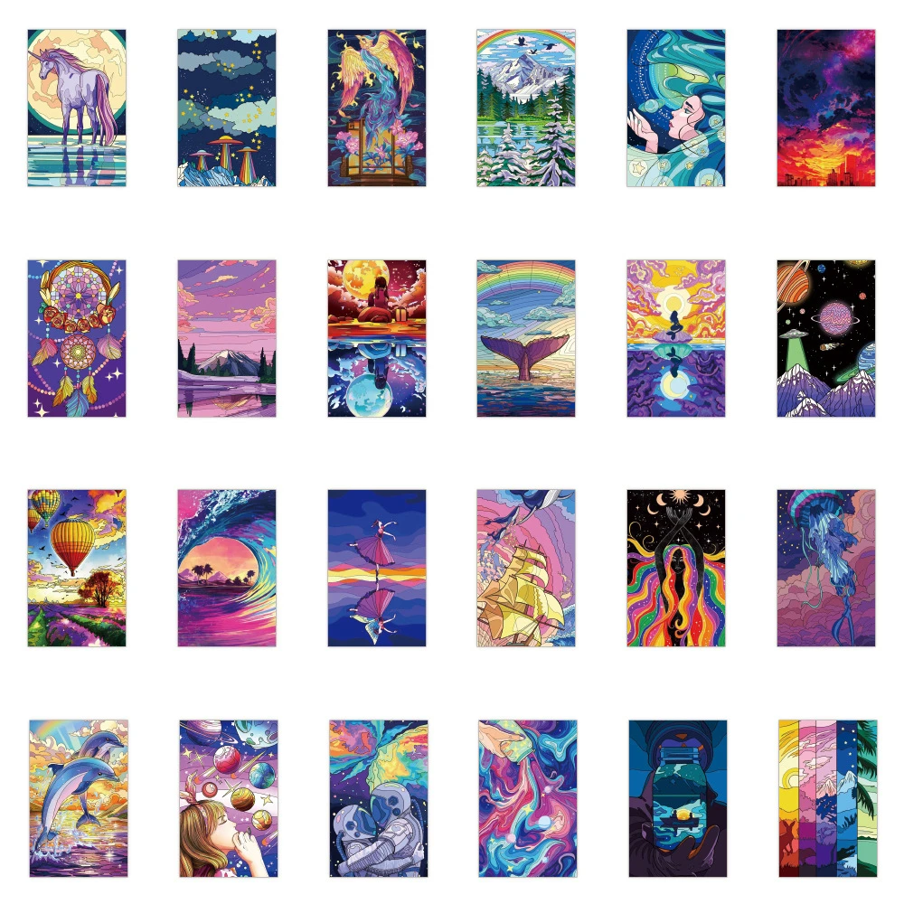 60PCS Beautiful Starry Sky Universe Popular Graffiti Stickers For Notebook Laptop Helmet Decal BulingBulingStickers Store