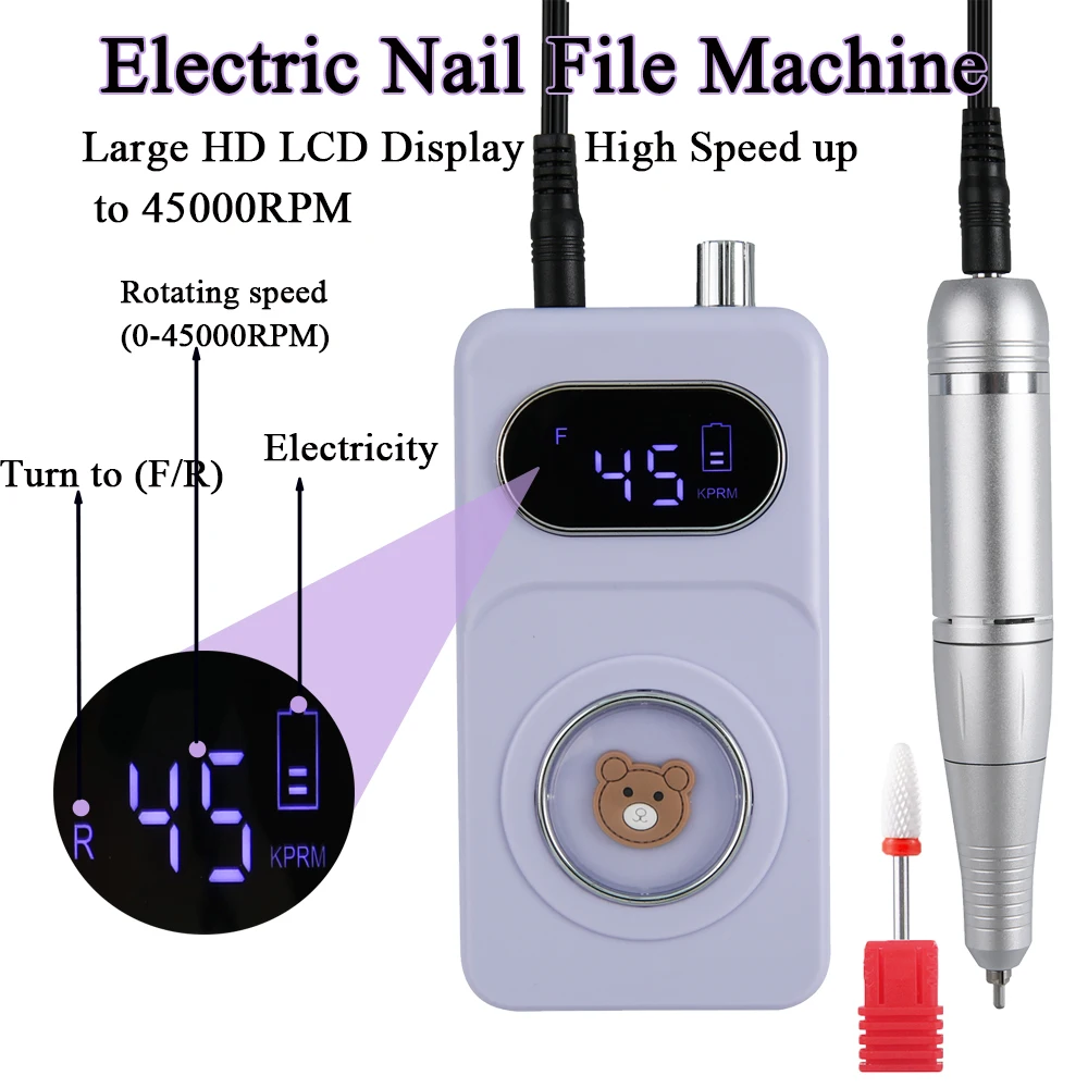 Nuovo 45000 giri/min Mini portatile trapano per unghie Set ricaricabile elettrico a basso rumore levigatrice per unghie per strumento salone di manicure