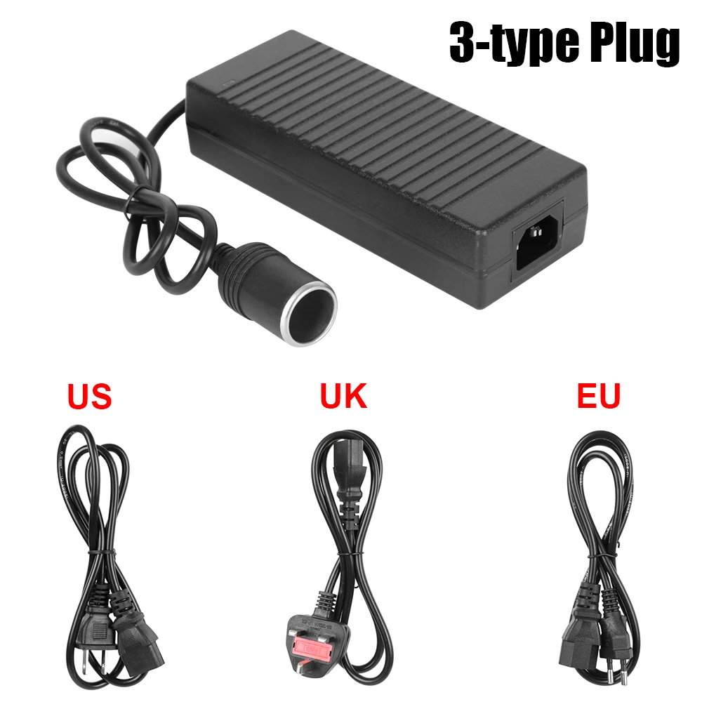 Zigarettenanzünder-Konverter AC/DC, konvertiert EU, US-UK-Stecker, 110 V/220 V auf 12 V, 15 A, Netzteil für Auto-Kühlschrank-Aufblaspumpe – Detail 12