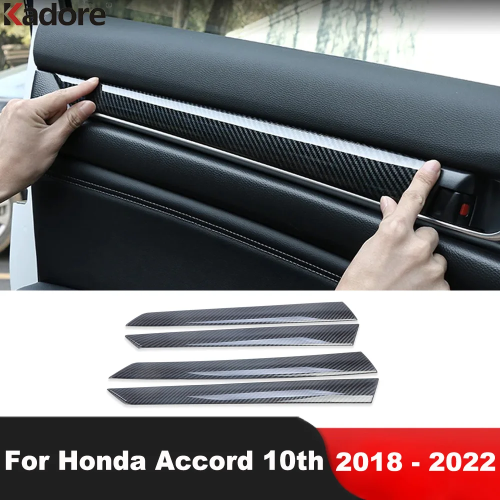 

Для Honda Accord 10 2018 2019 2020 2021 2022 автомобильная внутренняя внутренняя дверная панель из углеродного волокна, литая отделка, аксессуары для интерьера