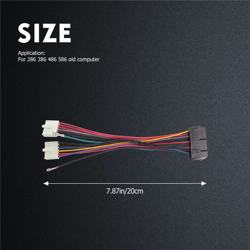 A23F-20Pin ATX To 2-Port 6Pin AT PSU Converter Power Cable 20 Pin ATX To AT Power Cable 20Cm For 386 286 486 586 Old Computer