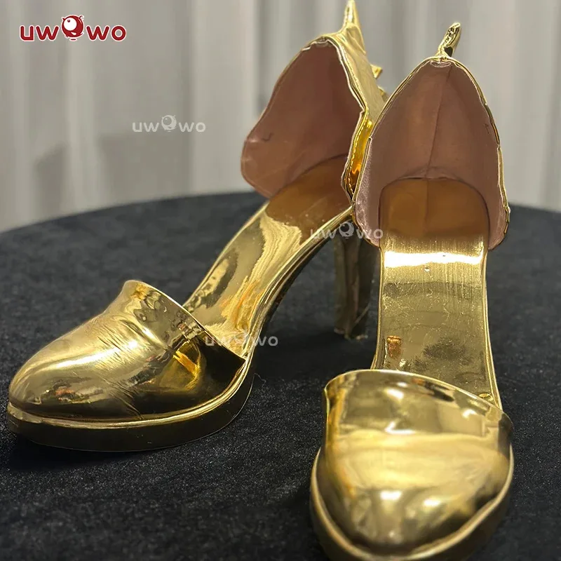 

CyUWOWO Burnice Whita Shoes Game Zenless Zone Zero ZZZ Burnice Whita Cosplay Shoes Size35-45 Gold High Heels Shoes Halloween Sho