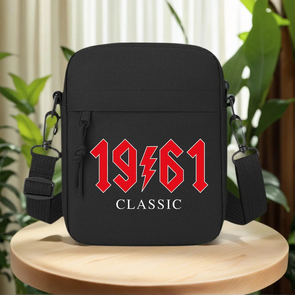 Red numbers lightning black background classic Men Crossbody Bag Single Shoulder Women Cartoon Anime Film Printing Design Unisex