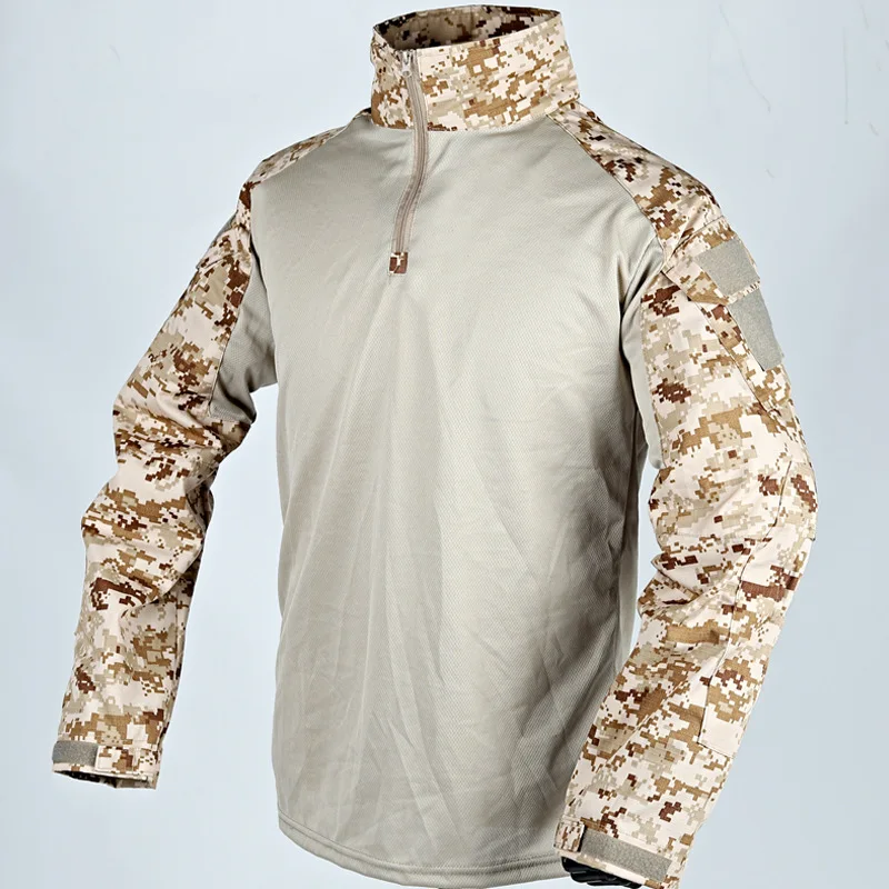 Uniformes militaires Multicam pour hommes, chemise de skip, vêtements militaires, chemise à patch, chemise à manches longues, haut de paintball