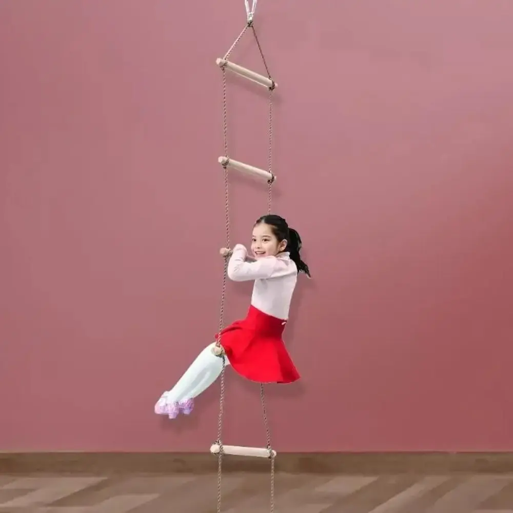 Scaletta da arrampicata con corda altalena Giocattolo in legno con piattaforme Corda sospesa per bambini Divertenti mobili da esterno Scala in corda di legno