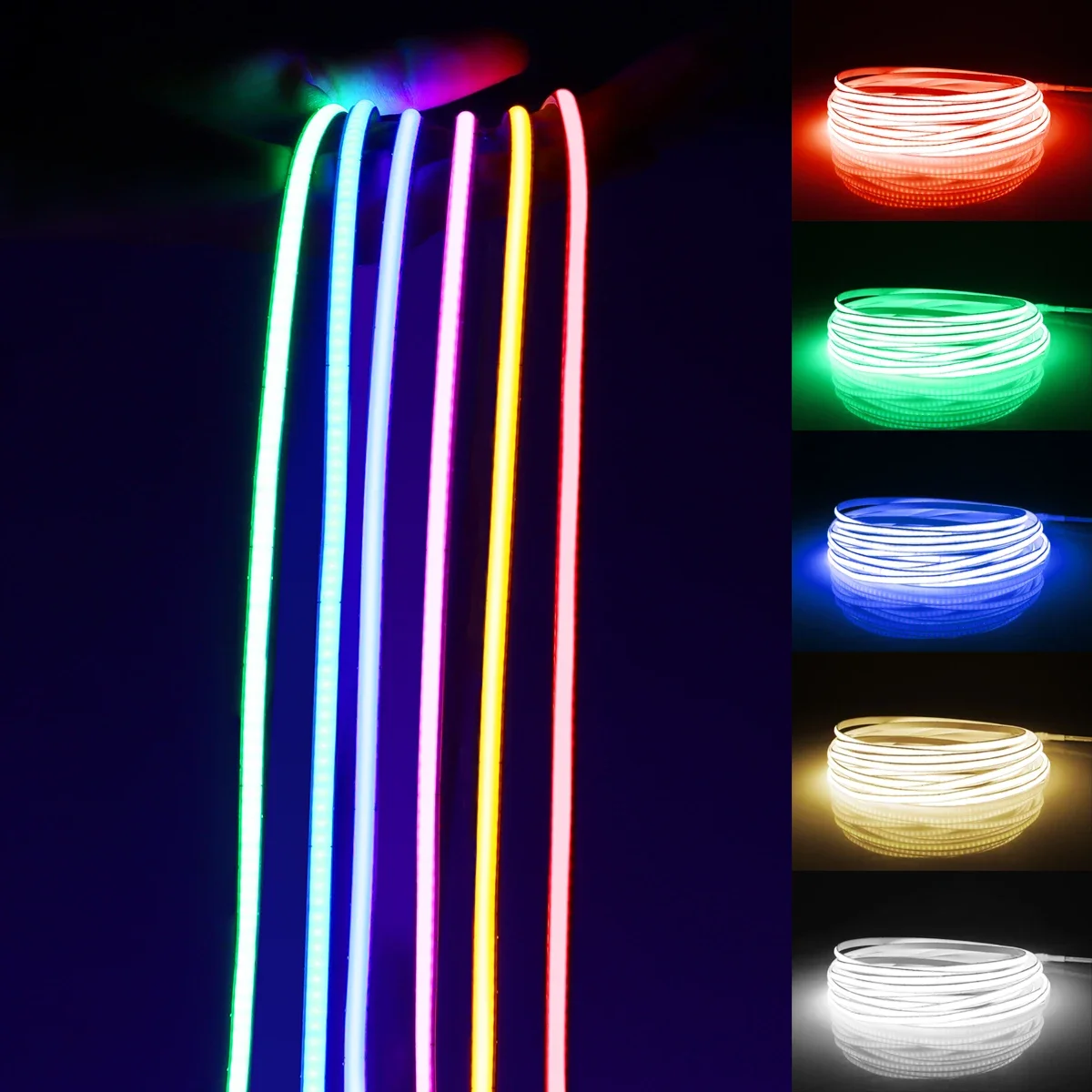 

NEW DC12V 5MM PCB Width Flexible RA90 FCOB Strip Lights 320LEDs/M High Bright Blue Green Red Pink Yellow White For Home Decorat