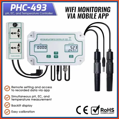 Ga tuya wifi 3-em-1 controlador de ph do aquário ce medidor de temperatura sistema de monitoramento de água testador de qualidade da água para piscina estanque
