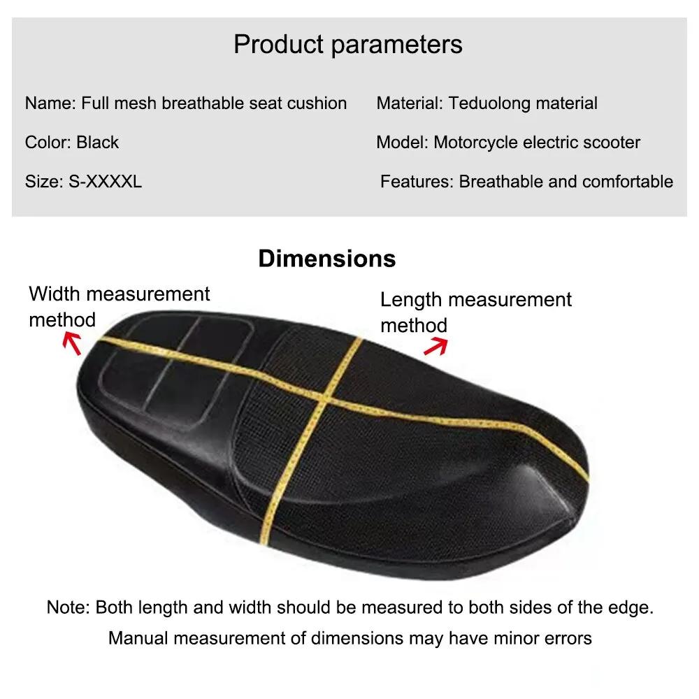 Breathable Cool Mesh Motorcycle Seat Covers Cushion Anti-slip For Piaggio Mp3 Accessories Cmx500 Yamaha R3 Benelli Trk 502x