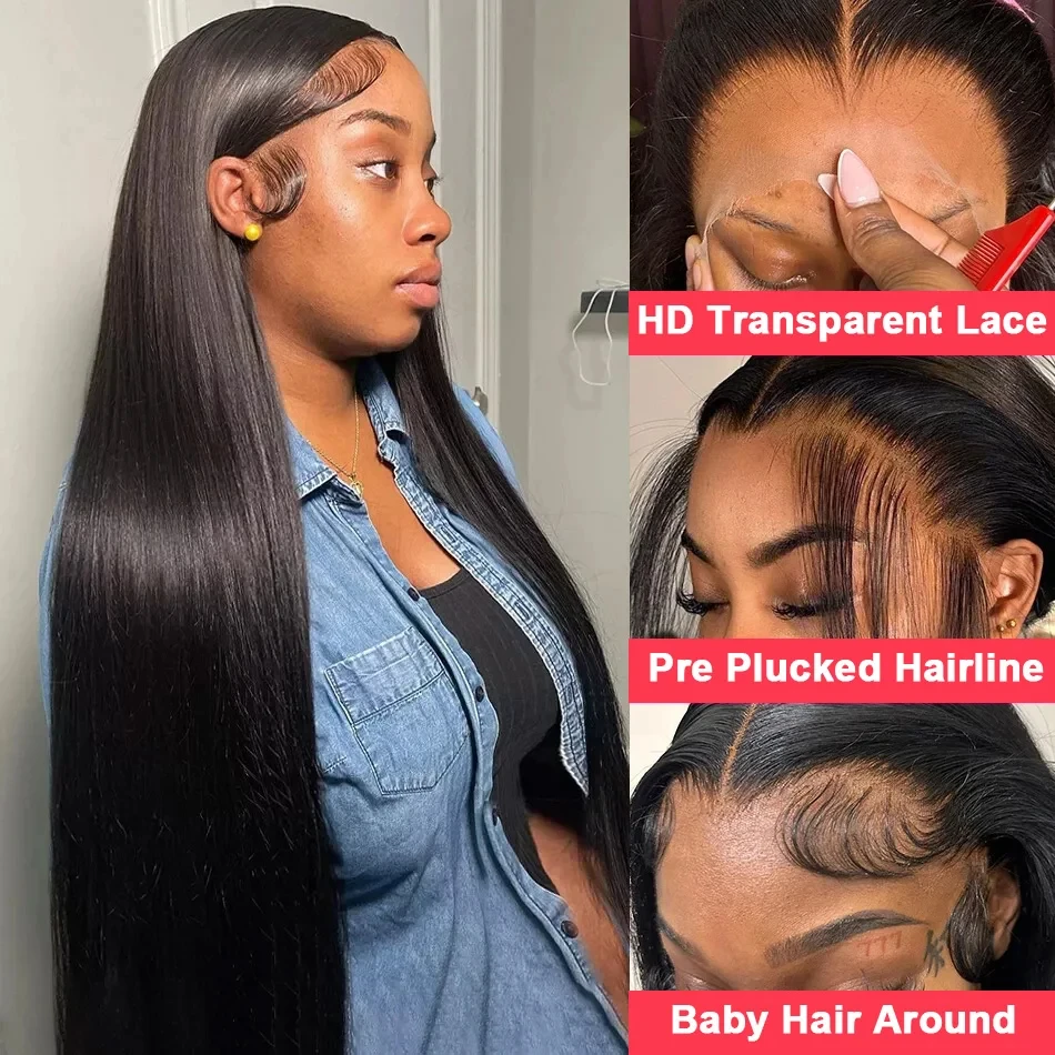 13x4 Hd Transparent Lace Frontal Wig Virgin Humen Hair 32 36 inches 13x6 straight 250 Density Wig 13x4 Hd lace Wig for Women