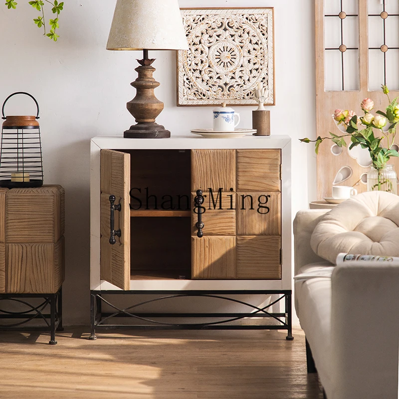 ZYH solid wood retro old locker entrance living room storage decorative cabinet